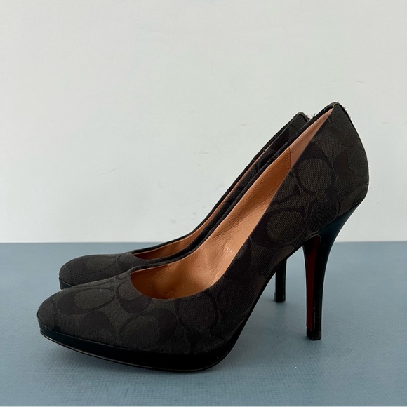 Coach Caya Signature C Logo Jacquard Black High Heel Pumps - Picture 4 of 7